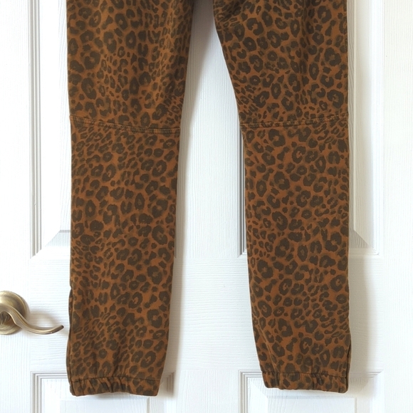 Sanctuary x Anthropologie Leopard Print Cotton Knit Slim Fit Joggers Brown XL - Picture 6 of 16